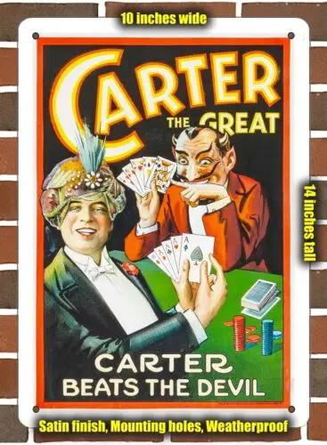 Metal Sign - 1927 Carter the Great Magician and Satan- 10x14 inches