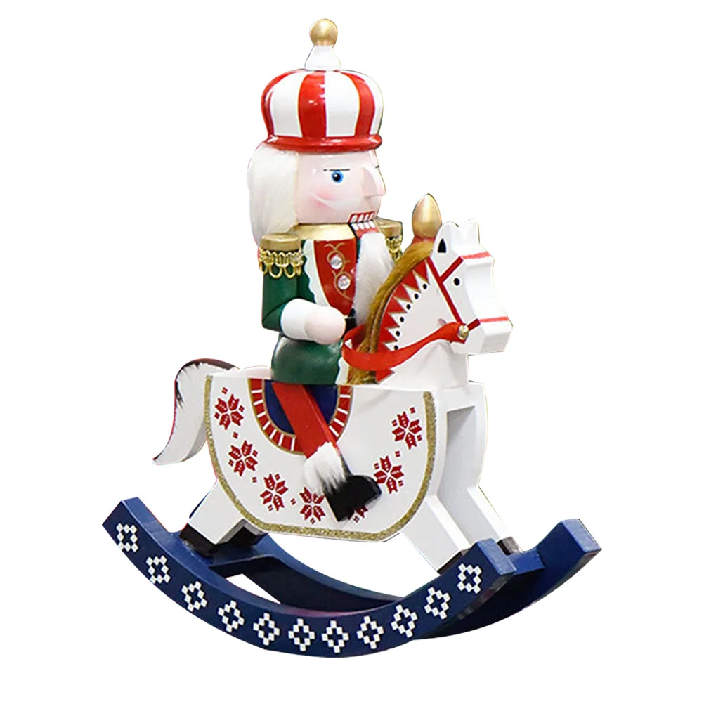 

12 Inch Traditional Nutcracker Soldier Ornament Rocking Horse Puppet Christmas Decoration Intricate Design Sturdy Interactive