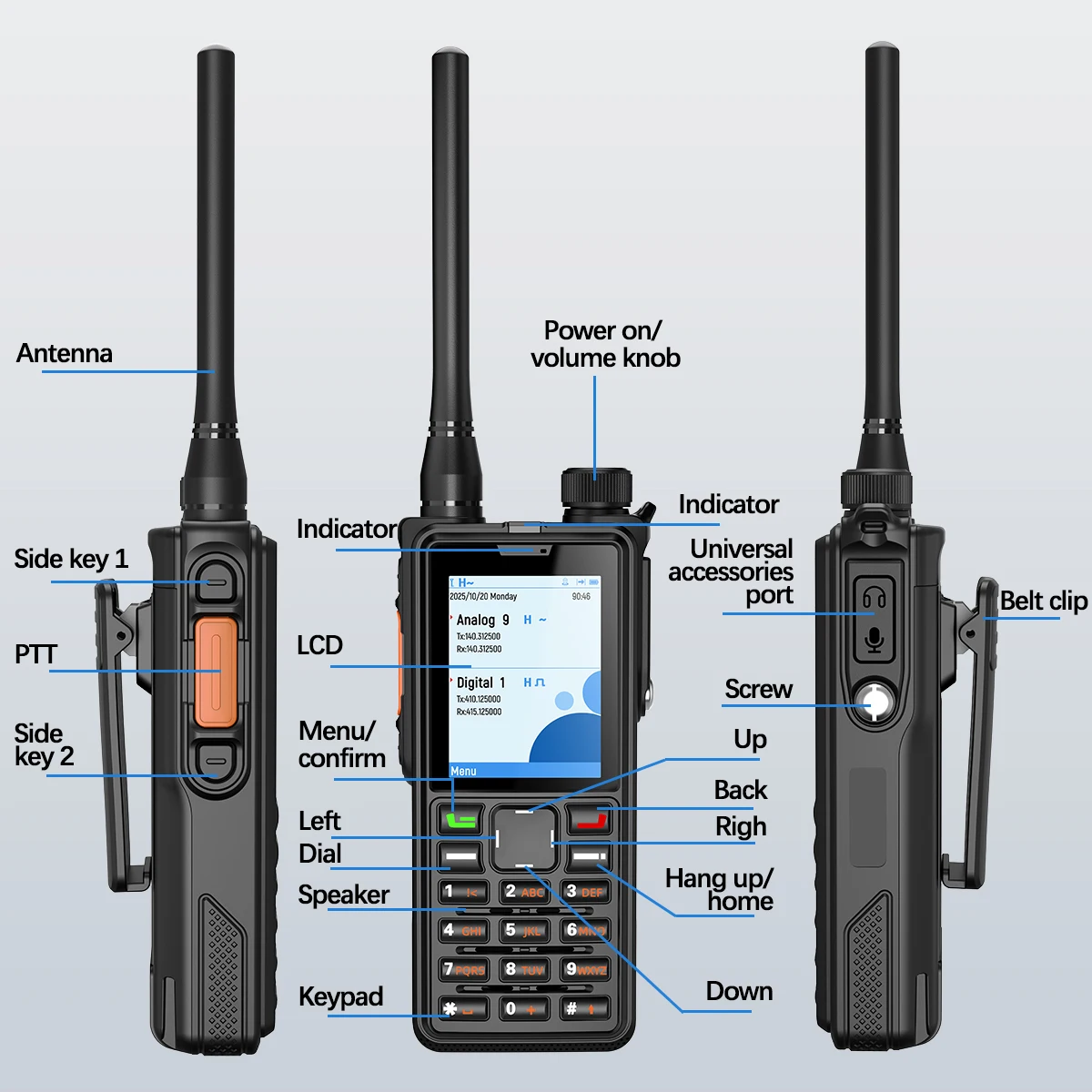 ABBREE AR-880 DMR جهاز اتصال لاسلكي رقمي 10 واط IP67 مقاوم للماء وضع مزدوج تناظري ثنائي النطاق AES256 فتحة زمنية مزدوجة SMS VOX هام راديو #6