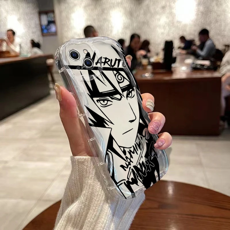 Black Narutoes Itachi Kakashi 3D Wave Case For iPhone 16 15 14 13 12 11 Pro Max Mini X XR XSMAX 8 7 6S Plus Soft Silicone Cover