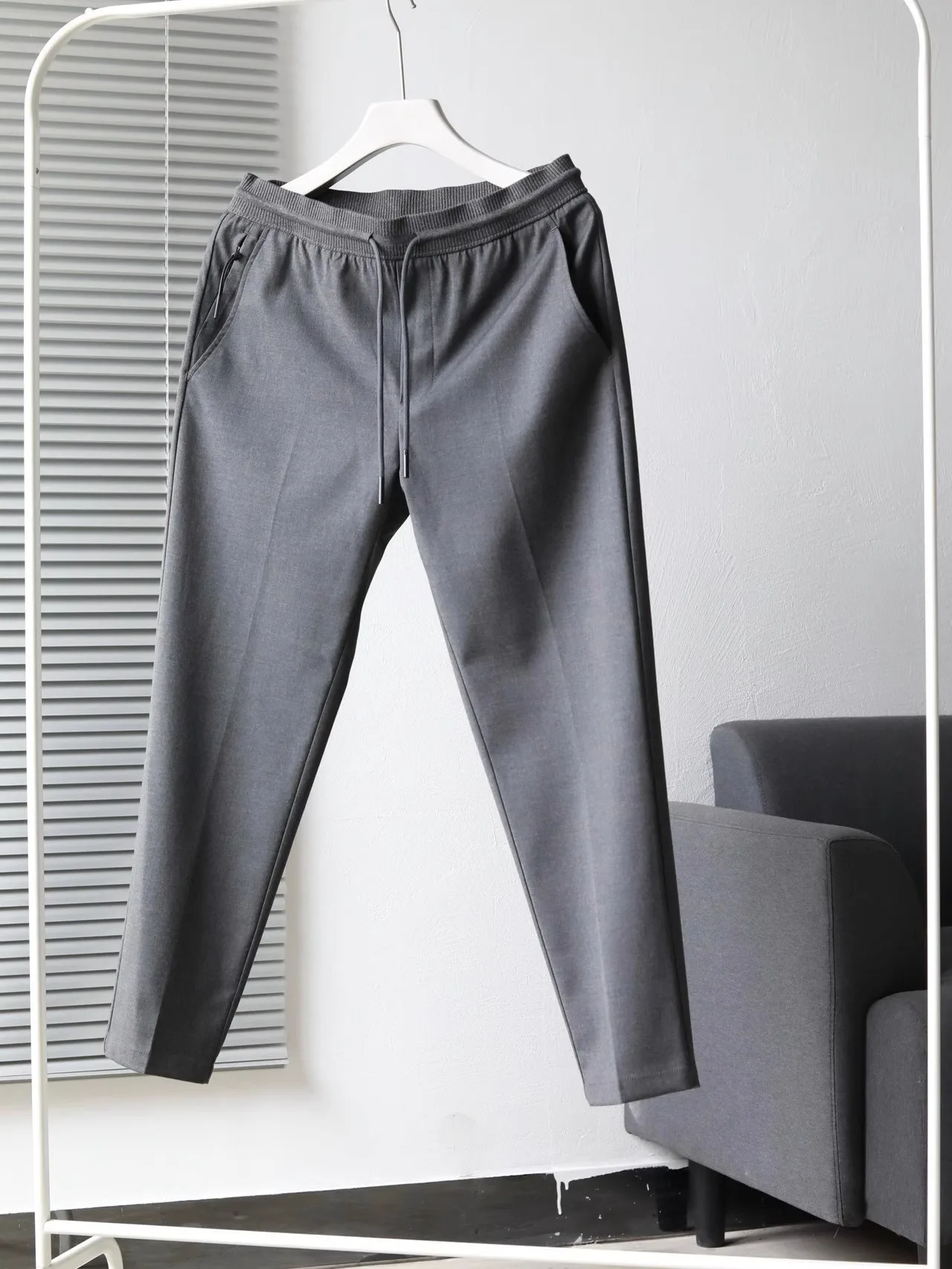

LigentlemanZZ Cotton Blend Business Casual Pants Men's Simple Summer Straight Leg Trousers Comfortable Elastic Waist mid Waist