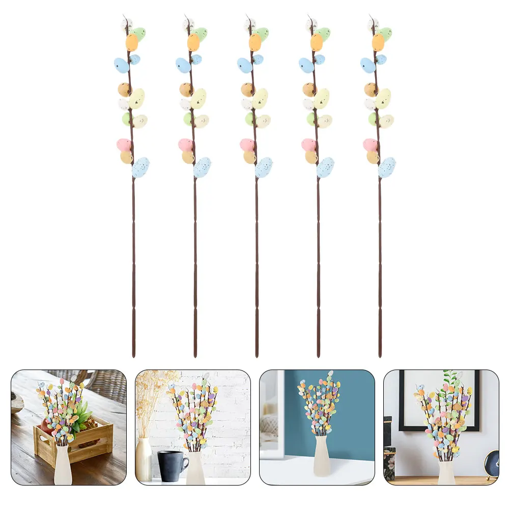 

5Pcs Artificial Easter Egg Branches Realistic Fake Egg Picks Easter Floral Arrangement Spring Bouquet Centerpiece Decoration