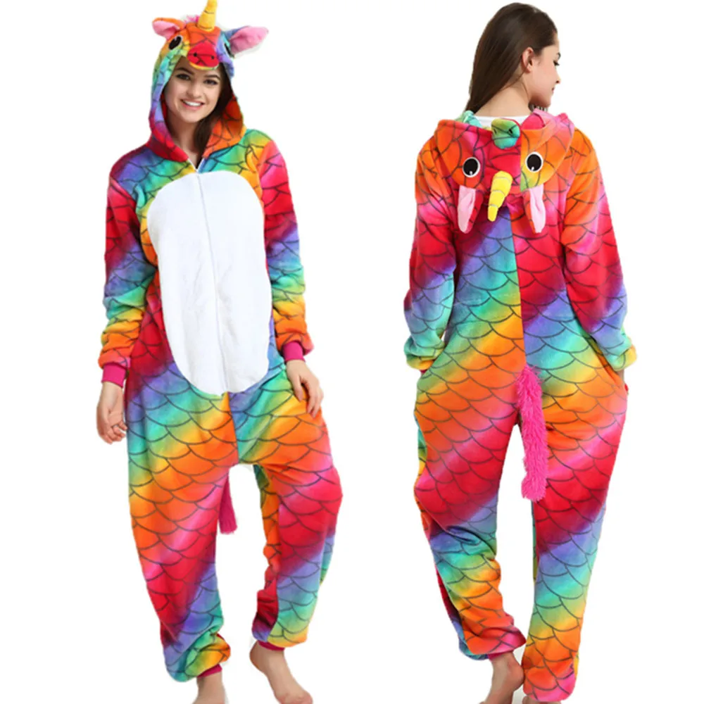 Women Pijama Animal Jumpsuit Onesies Kigurumi Unicorn Suits Bodysuits Adults Flannel Sleepwear Cute Cartoon Pajamas Costumes