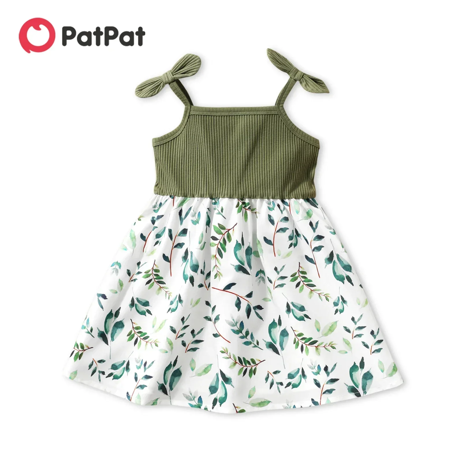 PatPat Toddler Girl Butterfly/Floral Print Bowknot Design Splice Cami Dress Perfect for Outings and Daily Wear Basic Style