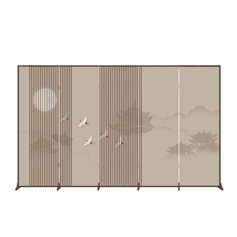 

Screen partition New Chinese-style living room, entrance folding mobile simple fabric cover office hotel folding screen