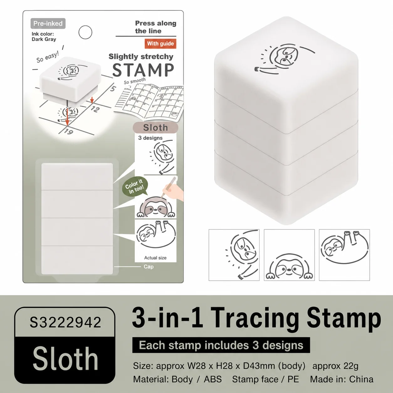 3-in-1 Stapelbarer Niedlicher Cartoon-Tier-Vorstempel für Tagebuch, Scrapbooking, Bastelplaner, Muster, DIY-Handwerk und Dekoration – Detail 4