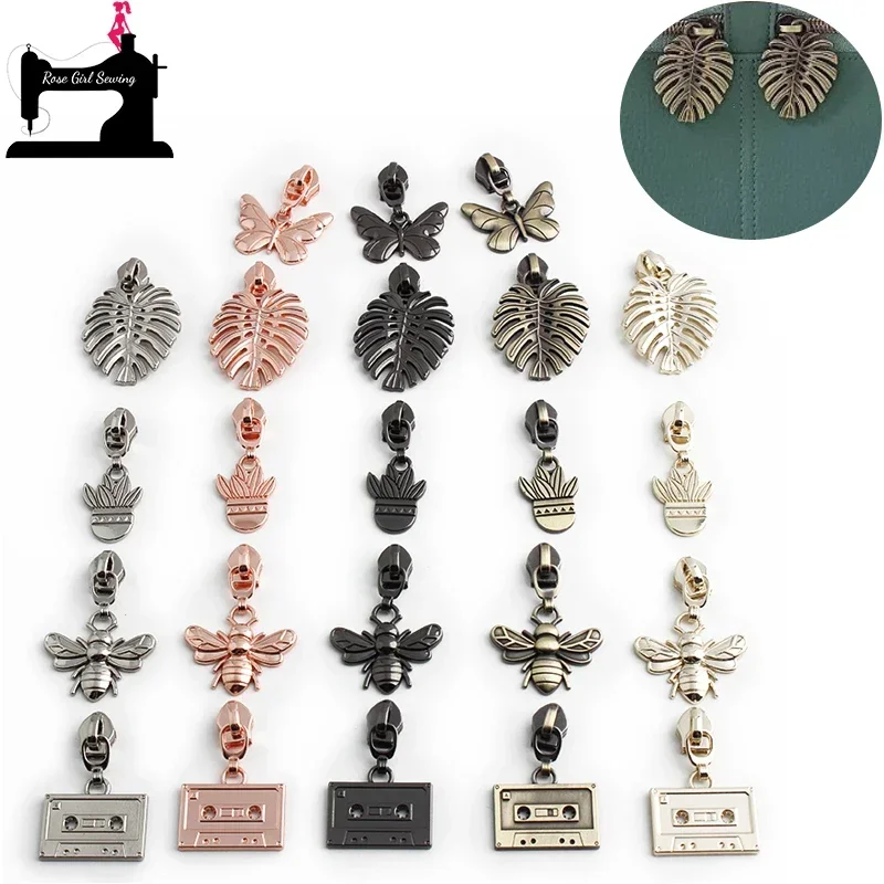 Bee,Pineapple,Butterfly Shape 5# Nylon Zippers Puller Slider For DIY Handbag Head Jacket Bags Cloth Tag Repair Zips Accessories