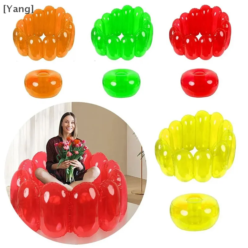 

Jelly Inflatable Chair, Clear Inflatable Chair, Indoor Outdoor Portable Blow Up Camping Chair Couch Easy Setup Durable PVC