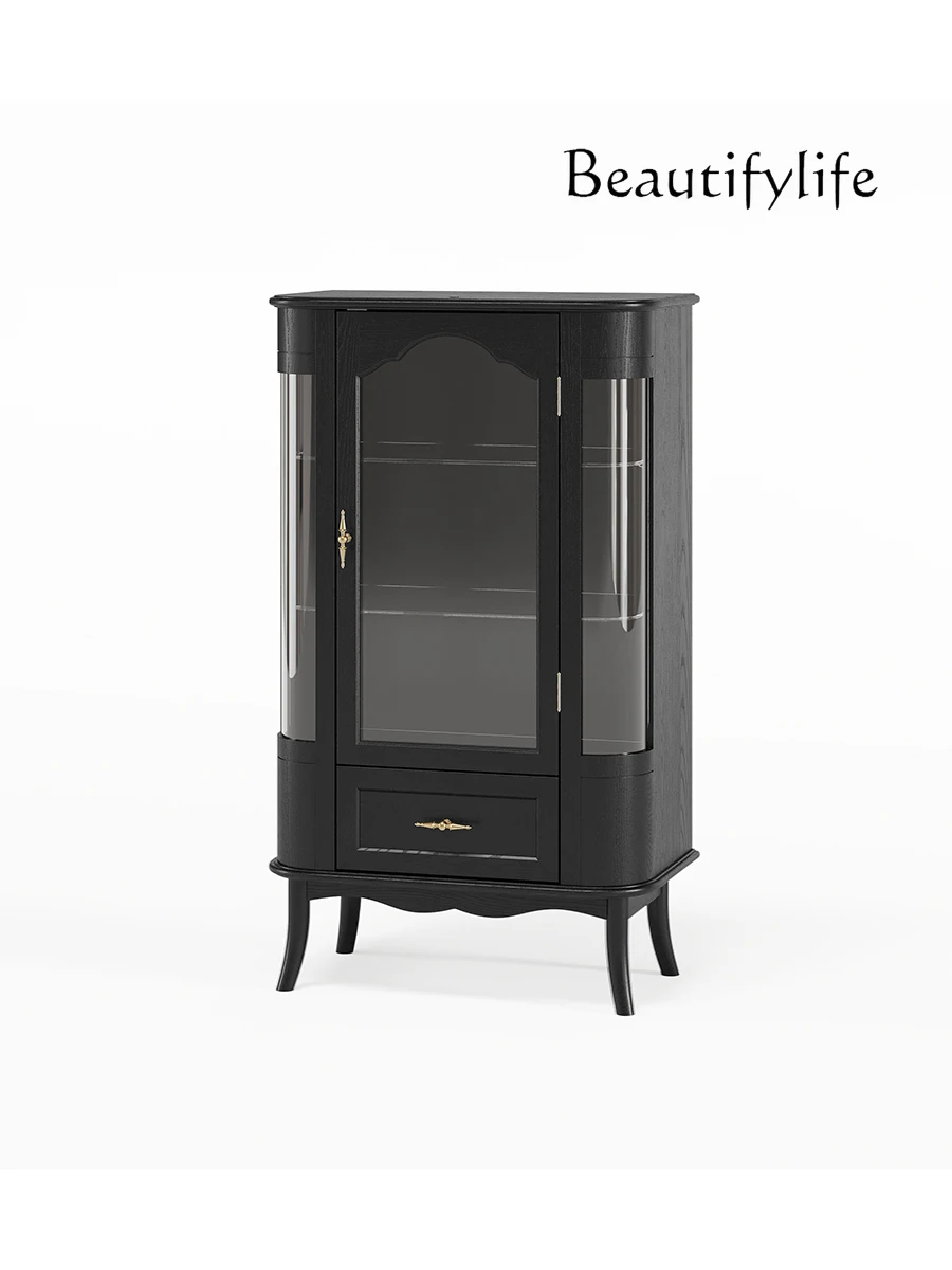 

Современный простой боковой шкаф из цельного дерева для гостиной, креативная витрина, французский ретро средневековый стеклянный шкаф