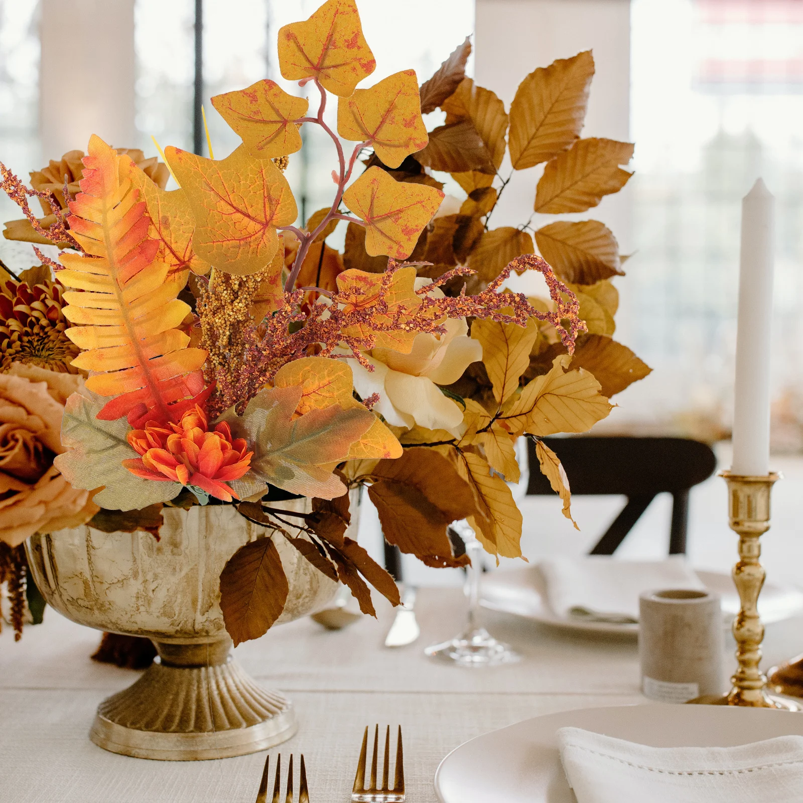 

Artificial Flower Fall Maple Leaf Branch Decorative Vase Filler Photo Prop Thanksgiving Stems PlasticHousehold Layout
