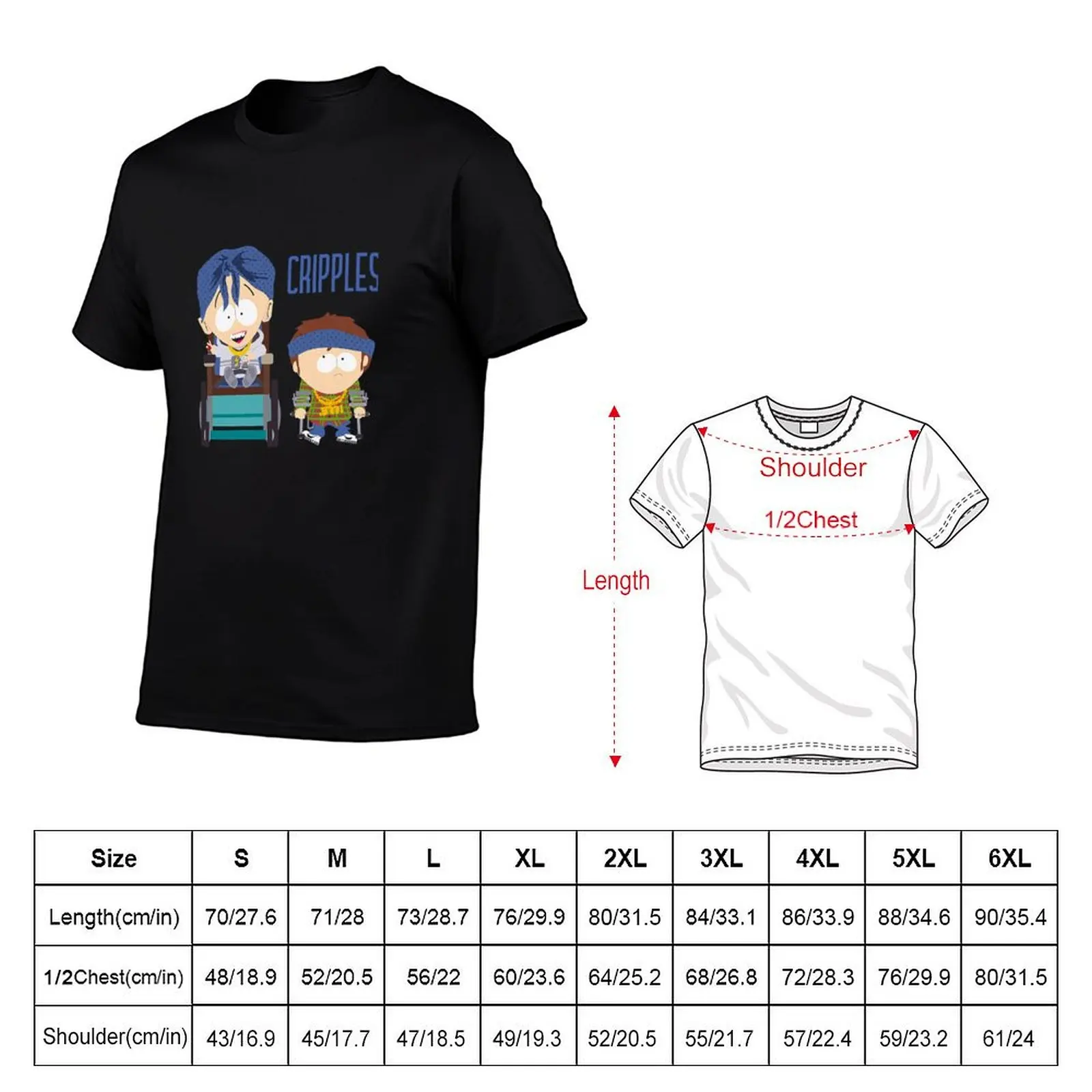South Park Jimmy and Timmy CRIPPLES T-Shirt T-Shirt Lightweight Basic Short Sleeve Shirt