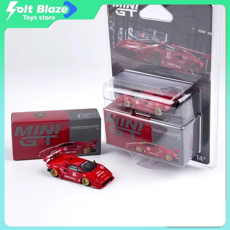 MINI GT #1100 1/64 Lamborghini Countach Red Color Alloy Scale Car Model Simulation Collection Cars Model Room Ornament Toys Gift