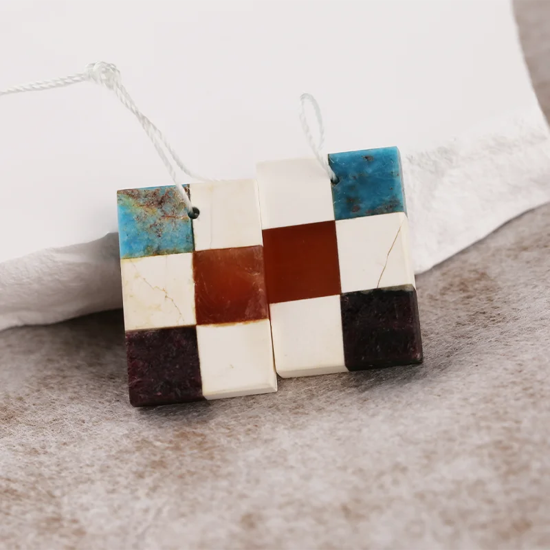 B&F Natural Stone Howlite&Red Agate&Amethyst&Blue Apati Carved Wing Earring Beads - Fashion Jewelry Accessories Handmade Jewerly