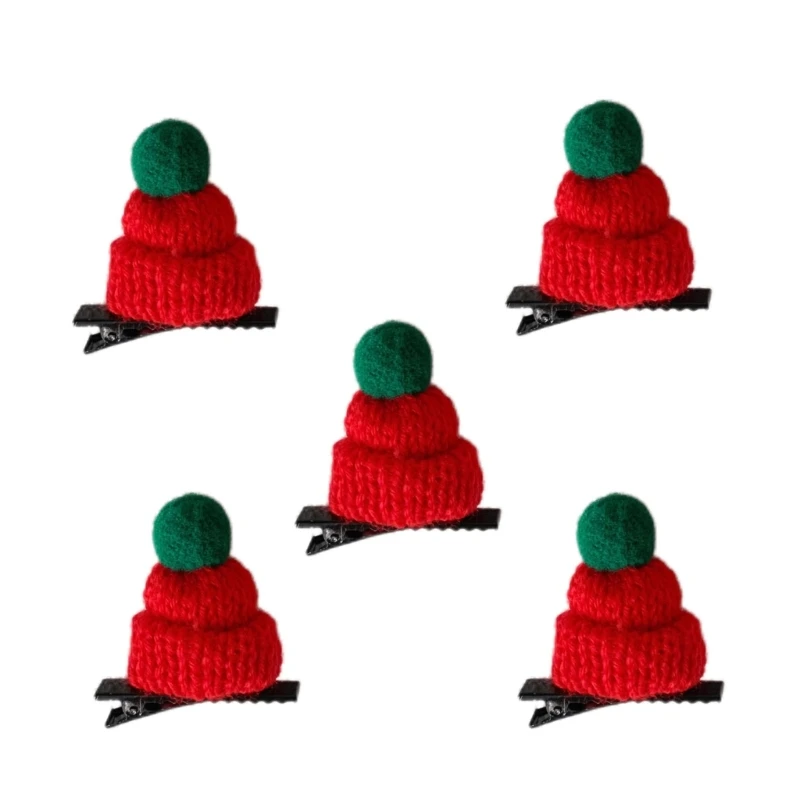 50JB Plush Mini Christmas Hat Hair Clip For Women And Kids Soft Acrylic Festive Headwear Party Hairpieces Hair Accessories