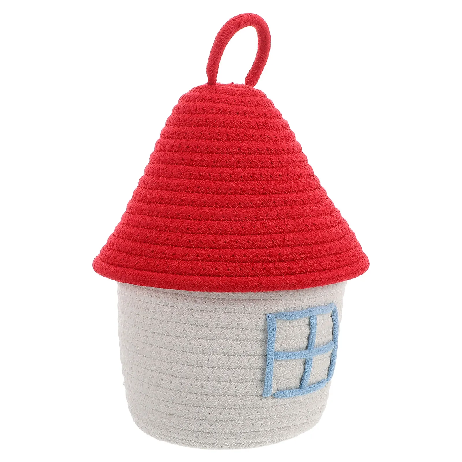 

Weaving Decorative Basket Storage Boxes with Lids Bedside Desktop Cotton Woven Cute Thread Small Baby