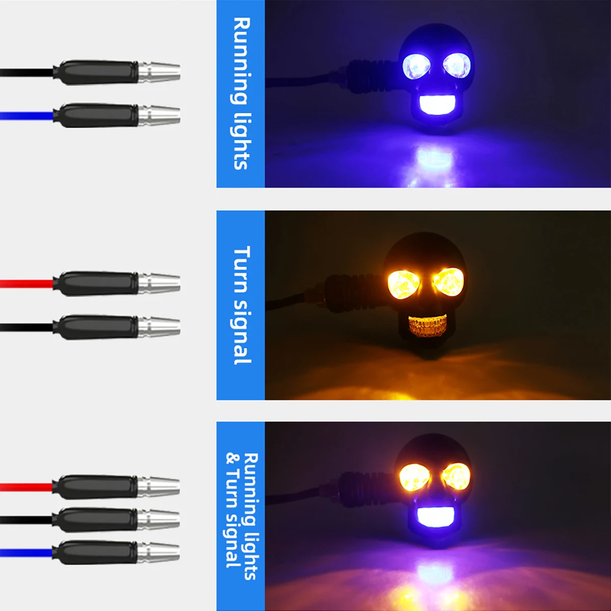 2PCS Dual Color Motorcycle LED Skull Shape Waterproof Fog Light  Auxiliary Headlights ATV Scooter Driving For Racer Spotlight