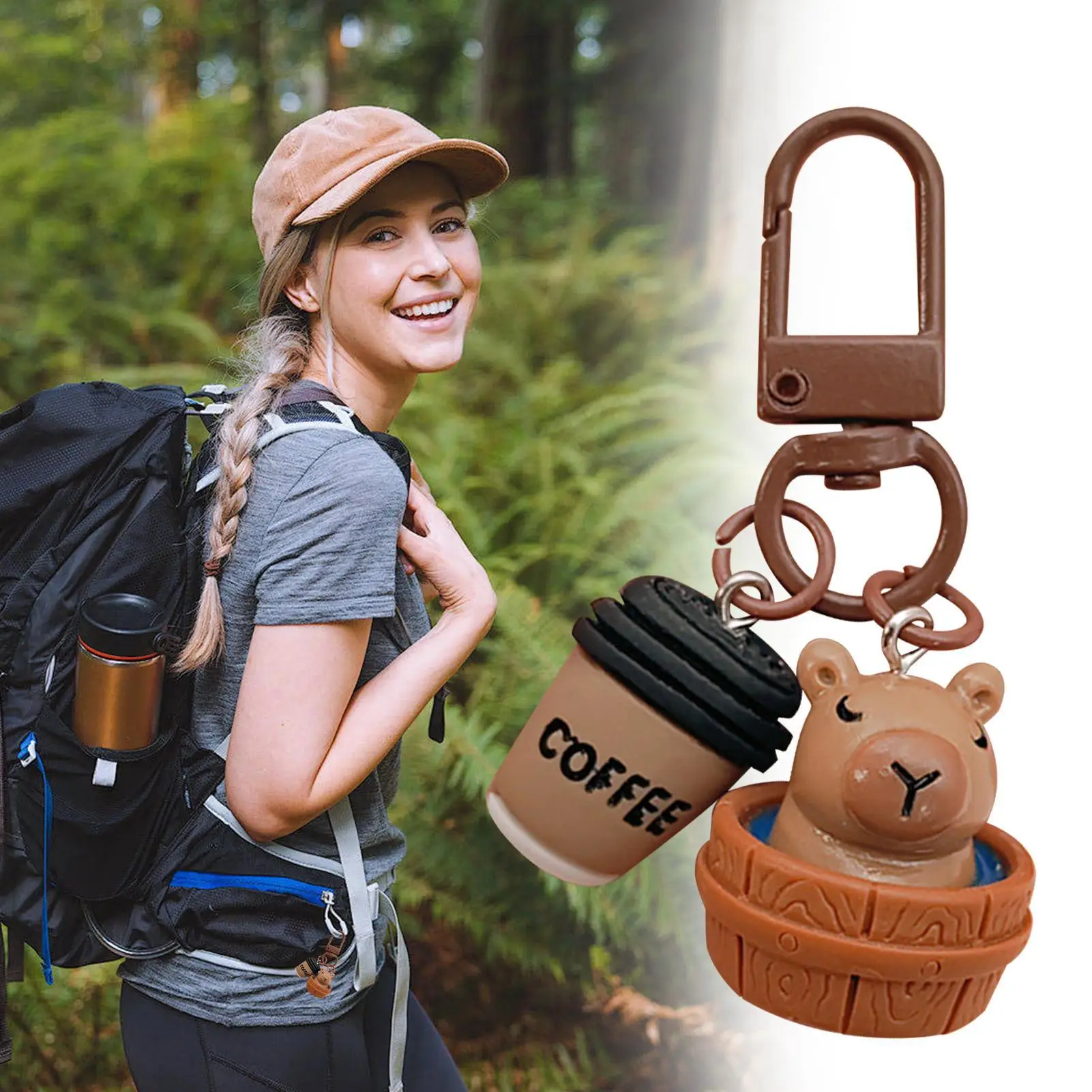

Capybara Bag Charm Cute Realistic Portable With Metal Hook Funny Animal Capybara Keychain For Backpacks Mobile Phones Cameras
