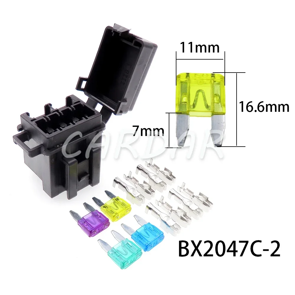 1 Set 4 Way BX2047C-1 BX2047C-2 Micro In-line InLine Fuse Holders Without Fuses Mini Blade Type Fuse Holder