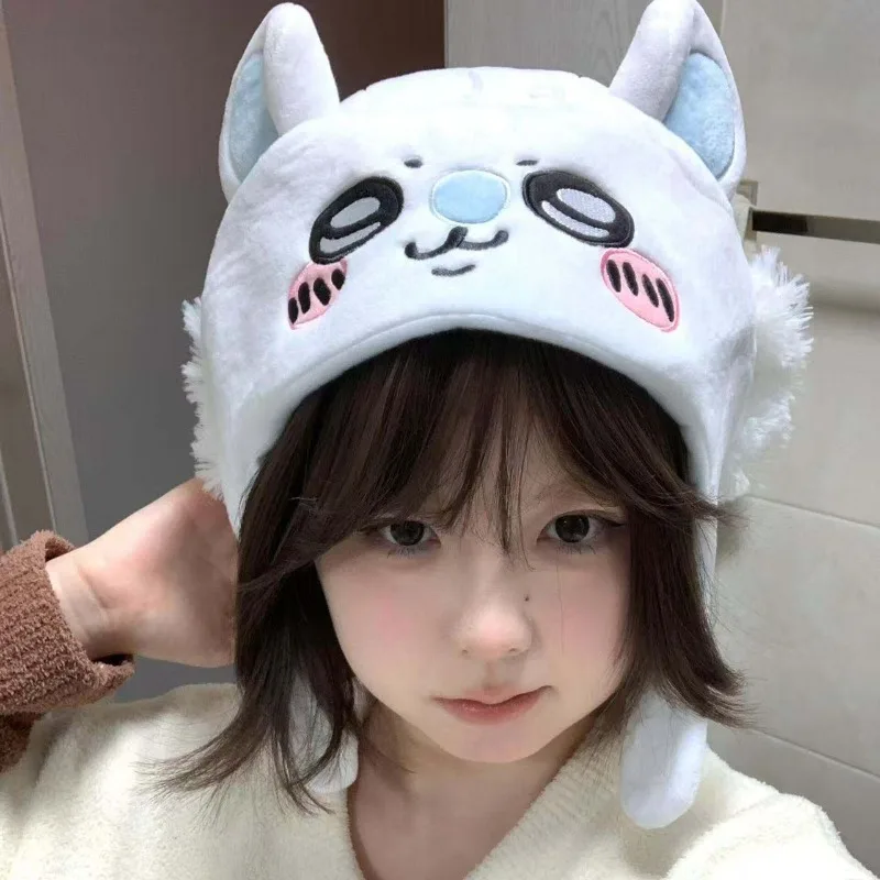 MINISO Chiikawa Momonga 2026 هود قبعة اليابانية الجميلة الكرتون أفخم الدفء لطيف هدية التطريز فتاة Kawaii صورة أنيمي #2