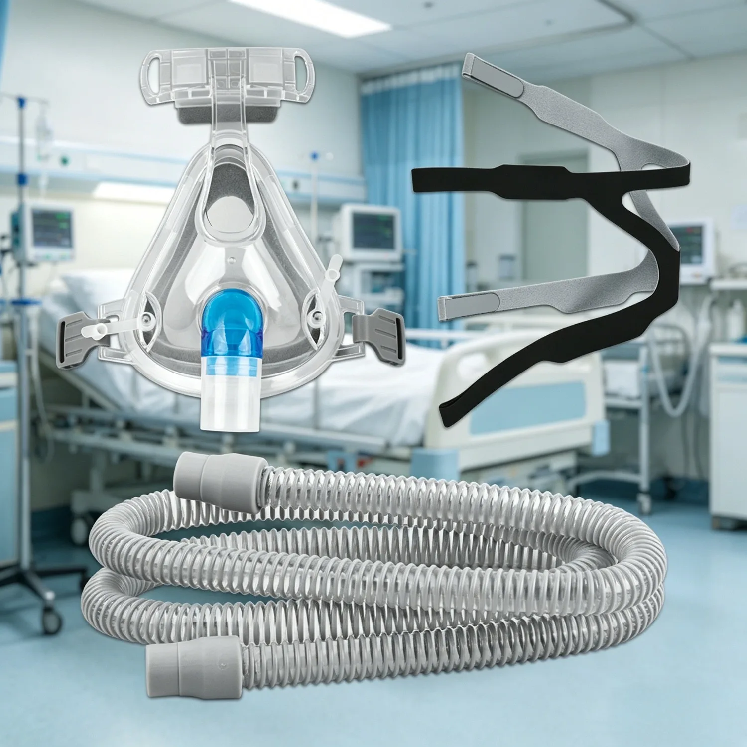 Anti-Snoring CPAP Mask with Full Face & Nasal Include Reusable Memory Foam Cushion, Frame & Elbow for Enhanced Breathing Therapy