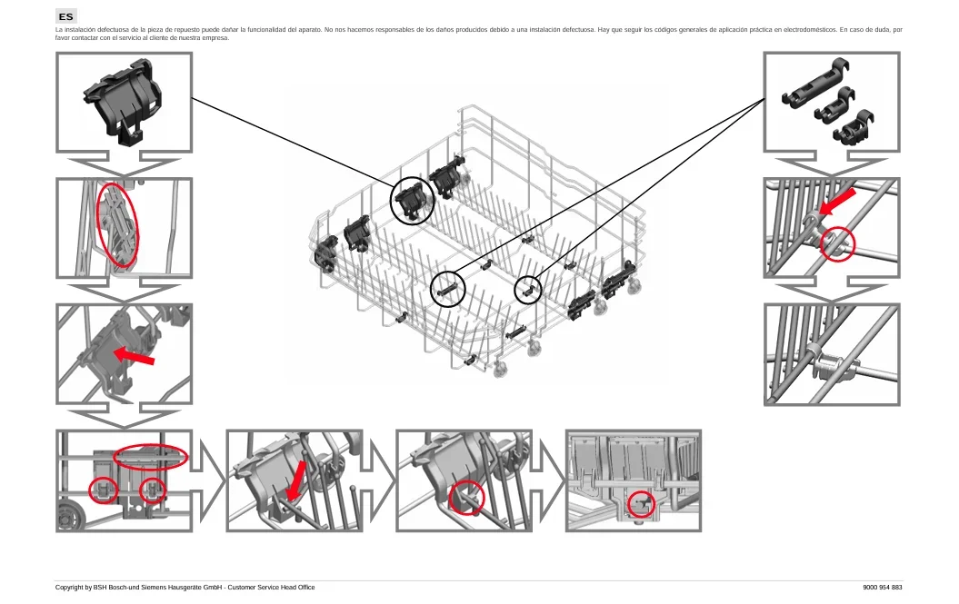 Suitable for Siemens/Bosch dishwasher bowl basket bracket fixing bracket bowl rack