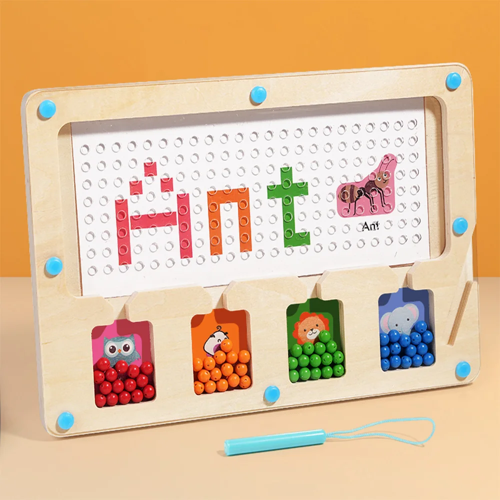 Montessori Holz Magnets tift beweglichen Ball Puzzle Lernspiel zeug für Kleinkinder Kinder beschäftigt Brett Farb sortierung Zähl spiele