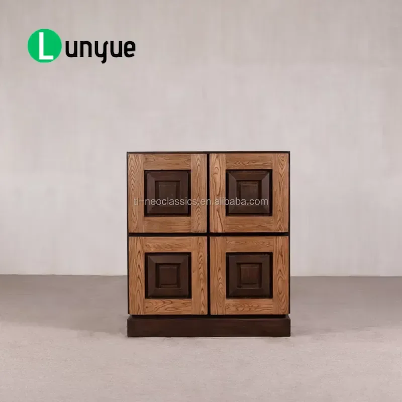 American Belgian Style Solid Pine Retro Kitchen Side Cabinet Living Room Storage Locker Eco Friendly Easy to Clean Furniture