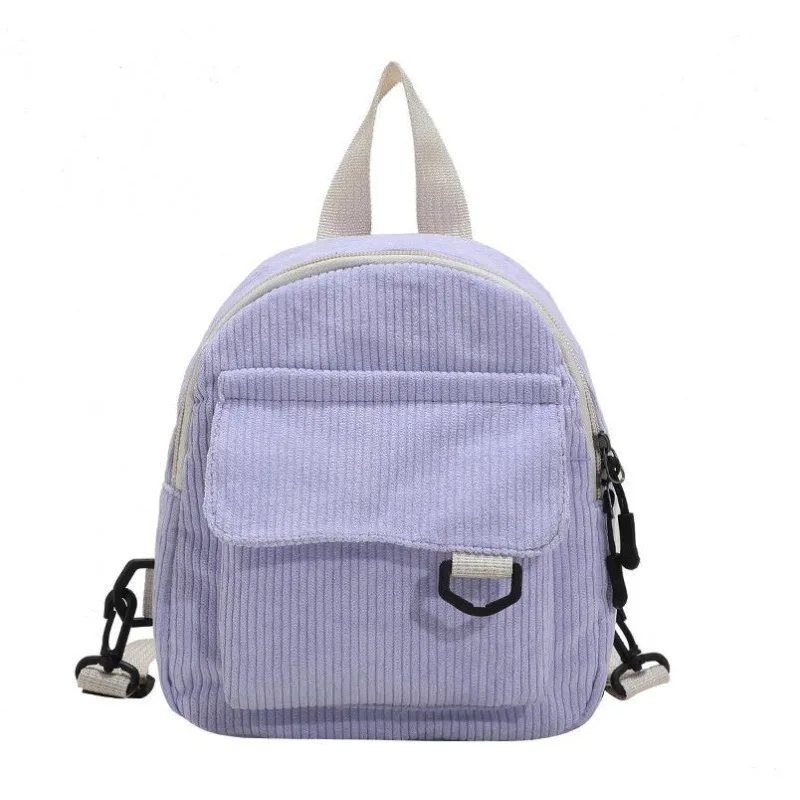 Korean-style casual versatile retro corduroy solid-color Japanese-style women's backpack student schoolbag trendy ladies' bag.