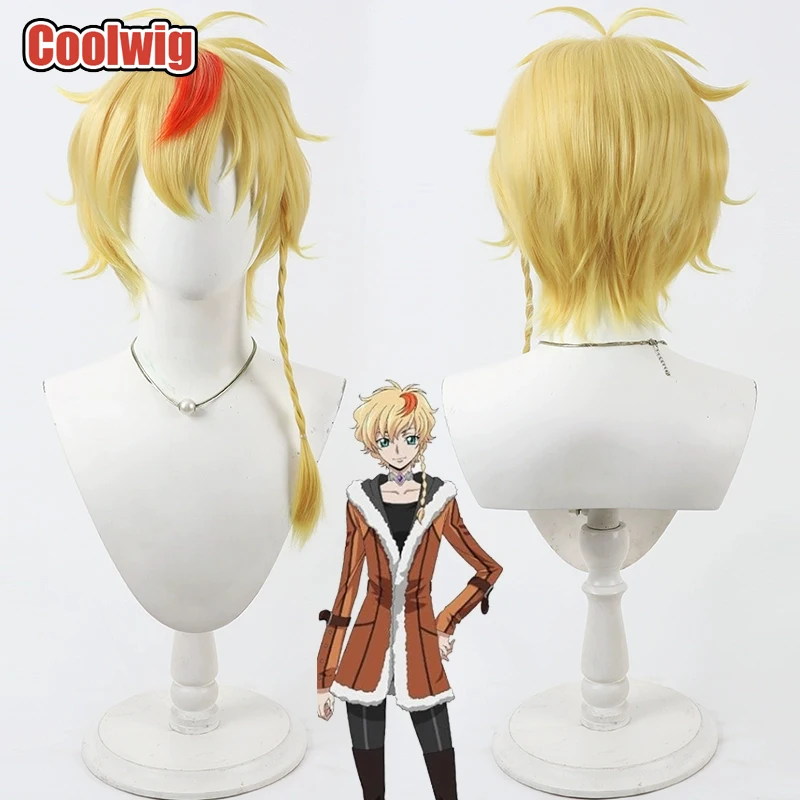 Coolwig Synthetic Hair Roze Cosplay Wigs Code Geass Lelouch of the Rebellion Roze Short Blonde Mixed Red Wig Heat Resistant