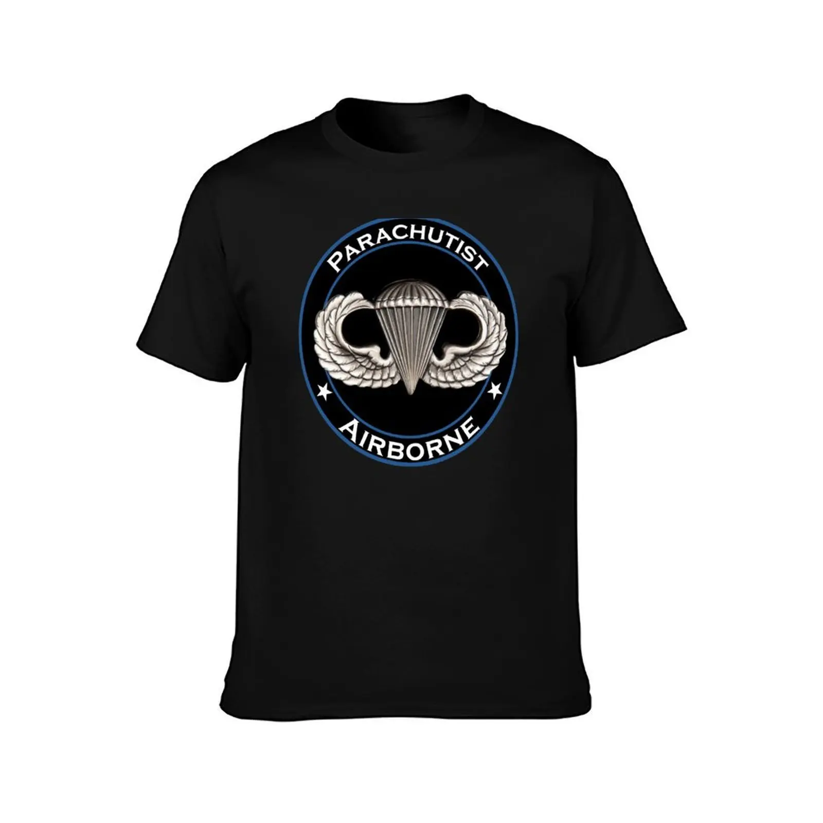 Airborne Parachutist T-Shirt, Summer Casual Cotton Tee, Oversized Streetwear Tops, Vintage Graphic Print, Loose Fit Short Sleeve