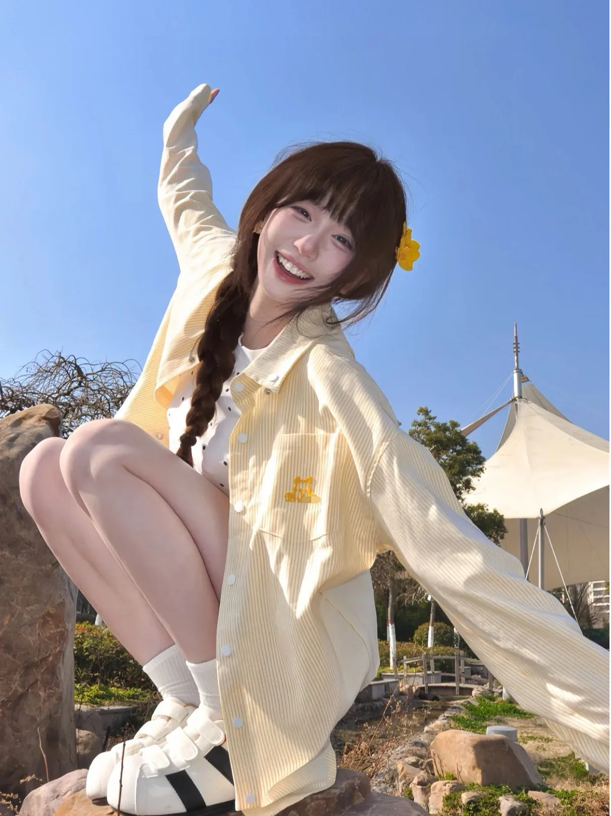 

Американская ретро-рубашка-куртка с желтыми полосками и воротником, женская, на раннюю весну, свободная повседневная блузка с длинным рукавом, верхняя одежда, топ