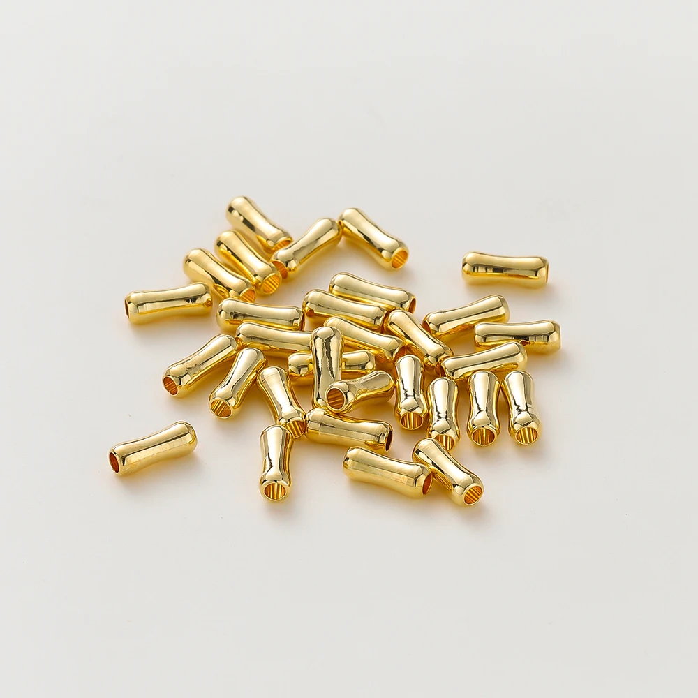 20pcs/lot 14K 18K Gold Plated 3.5*9mm Bracelet Bone Shape Connecting Bead Loose Spacer Beads For DIY jewelry Making Componets