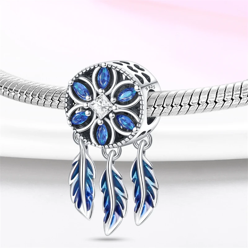 925 Sterling Silver Feather Dream Catcher nappa Charm Beads per originale Pandora bracciale bella creazione di gioielli fai da te