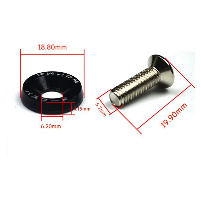 10 PCS M6 Car Modified Fasteners Fender Washer Bumper Engine Concave Screws Fender Washer License Plate Bolts Car Styling Gasket