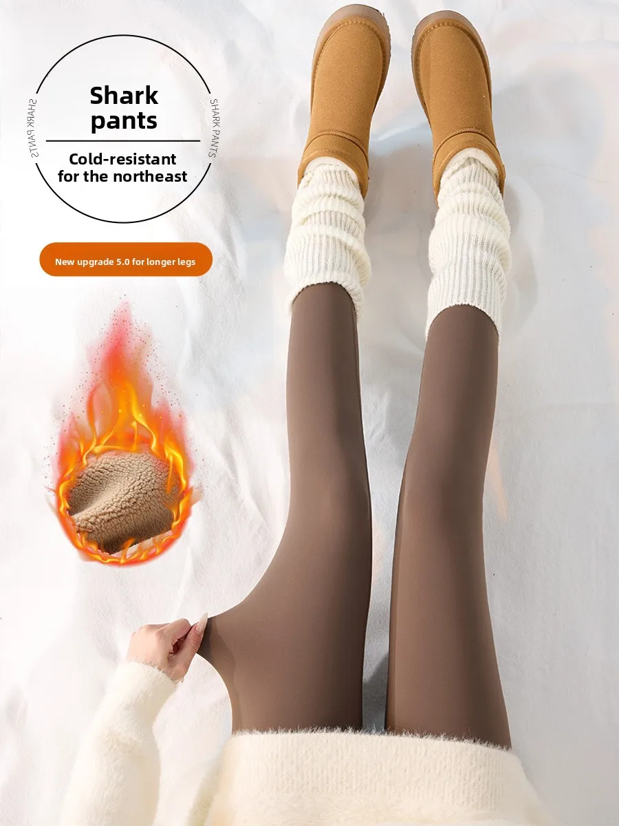 

Ceauve Брюки из овчины с высокой талией на подкладке, женские теплые зимние брюки для фитнеса и йоги, повседневные длинные брюки