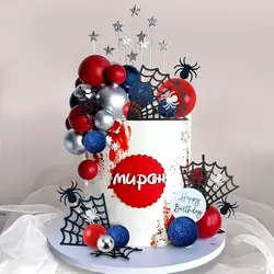 Spider Cake Topper Spider Web Cake Decorations Spider Theme Cake Decor Glitter Spider Happy Birthday Toppers for Party Supplies