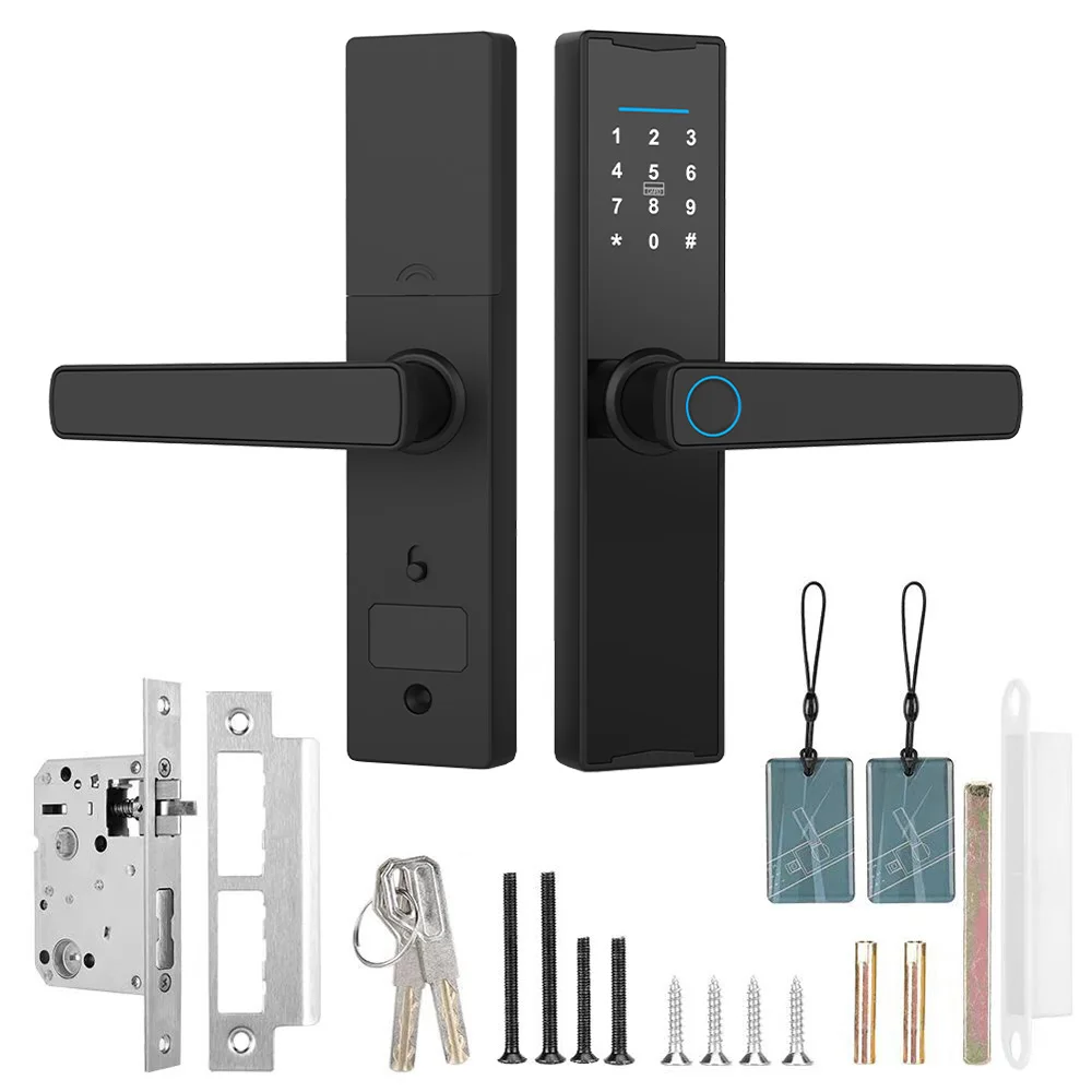 Tuya Smart Lock Fingerprint Lock Door Lock Keypad Door Lock with Handle Fingerprint Electronic Deadbolt Door Lock Smart Door Loc