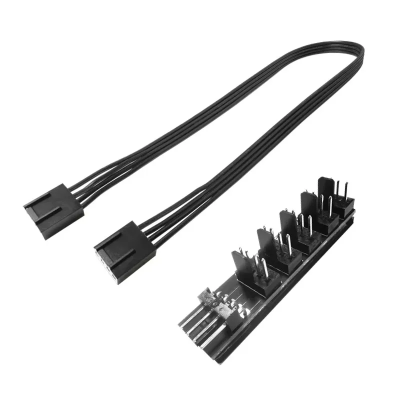 Second Generation 4-pins PWM CPU Cooler Chasis Cooling Fan Power Cable Hub Splitter Adapter Applicable 3Pin Fan 1 to 5 Interface