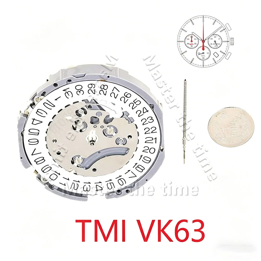 Japanese VK63A quartz chronograph, 3-hand date display, 24-hour multi-function precise movement