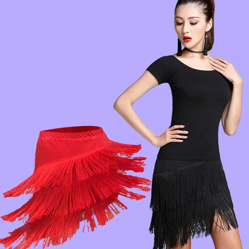 Latin Dance Skirt Sexy Women Chacha Samba Tango Layers Tassels Fringes Dresses Competition Performamnce Salsa Lady Latin Costume