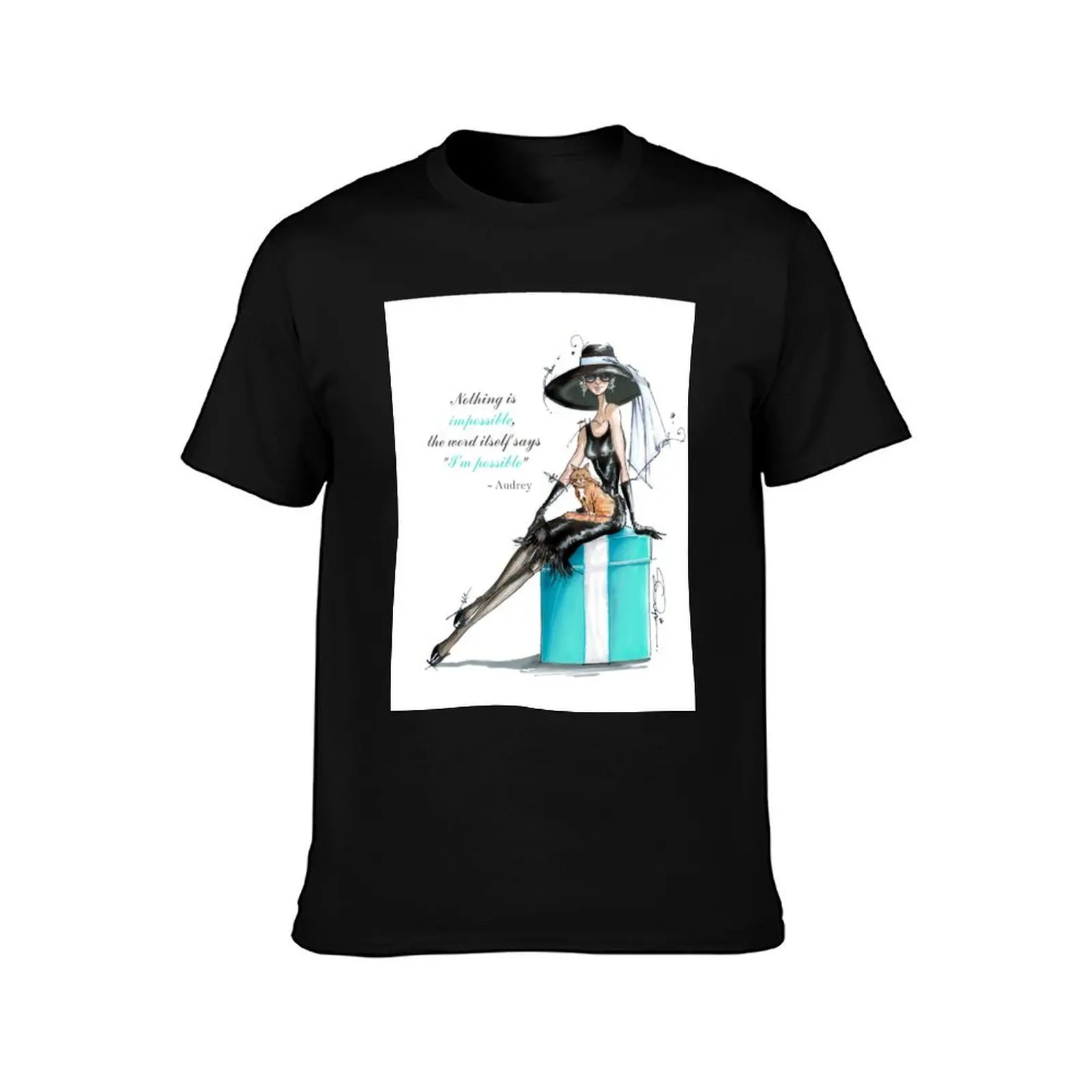 Audrey fashion illustration - Nothing is impossible! T-Shirt Plus Size Non-Shrink T-Shirt