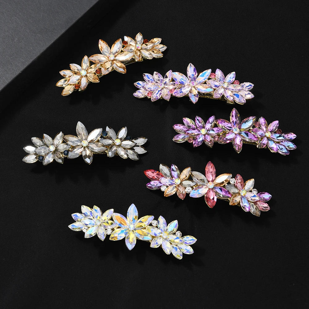 

Shiny crystal hair accessories, geometric floral hair clips, spring clips, women's hair accessories, and colorful accessories