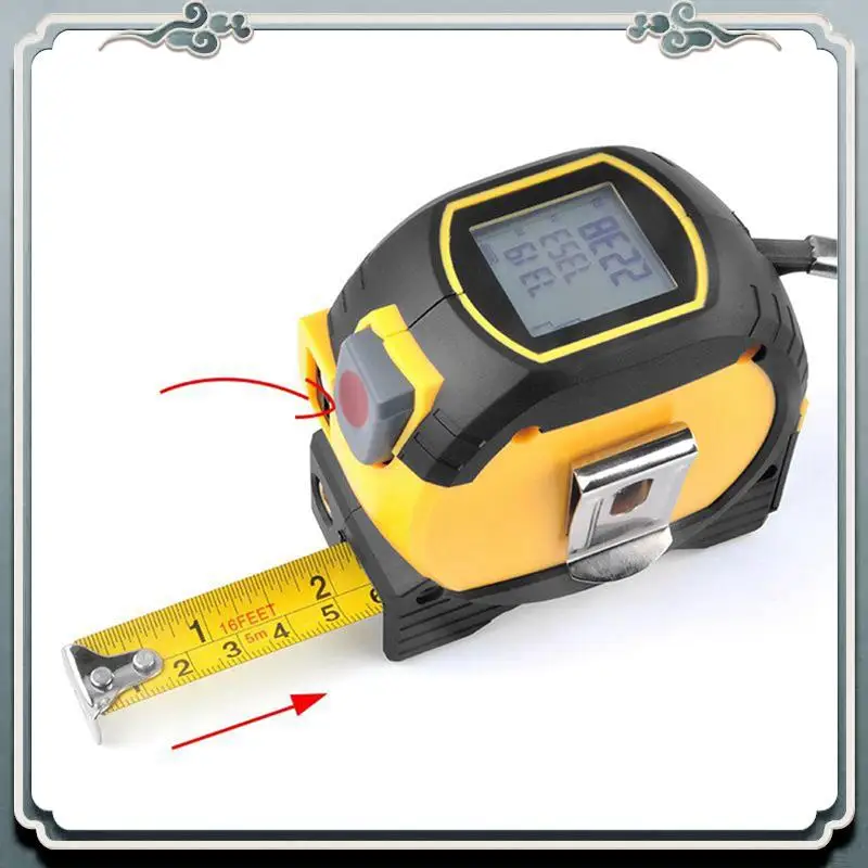 

1 Piece Laser Tape Measure 3 In 1 Digital Tape Measure High Precision Laser Rangefinder Steel Tape Measure Yellow