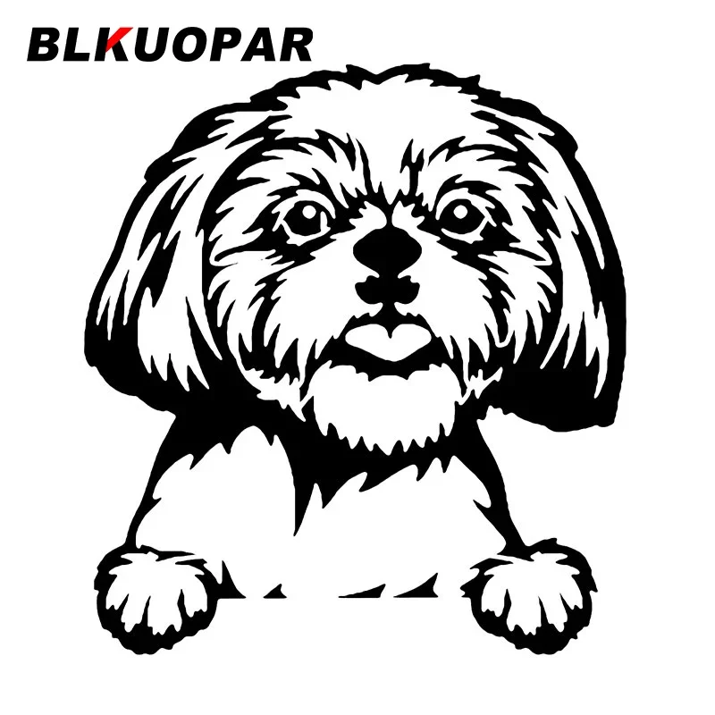 

BLKUOPAR Shih Tzu Dog Peeking Car Stickers Funny Animal Decal Sunscreen Die Cut Windows Refrigerator Car Accessories