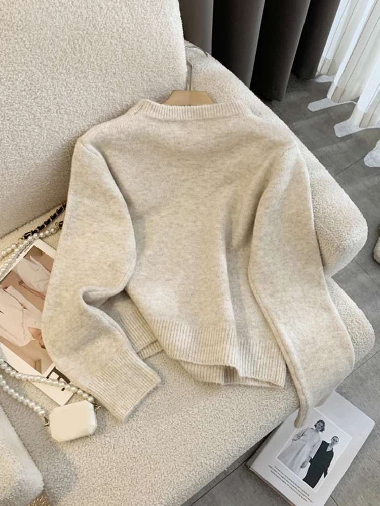 New 2024 Autumn Winter Cashmere Sweater Women Korean Style Casual Cartoon Bear Long Sleeve Pullovers Knitted Sweaters For Women