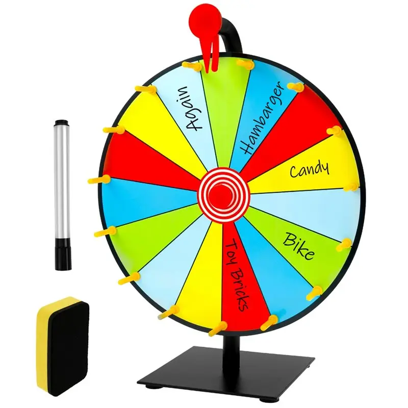 【TRAVEL ESSENTIAL】DIY Interactive Spin Wheel With Board Eraser And Pen Erasable Roulette Spinner For Trade Show Carnival And Pri