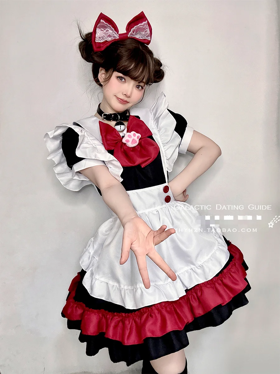 

Japanese Anime Cosplay Maid Costume Girly Bow Ruffles Christmas Lolita Dress Women Summer Fashion Kawaii Plus Size Y2k Dresses