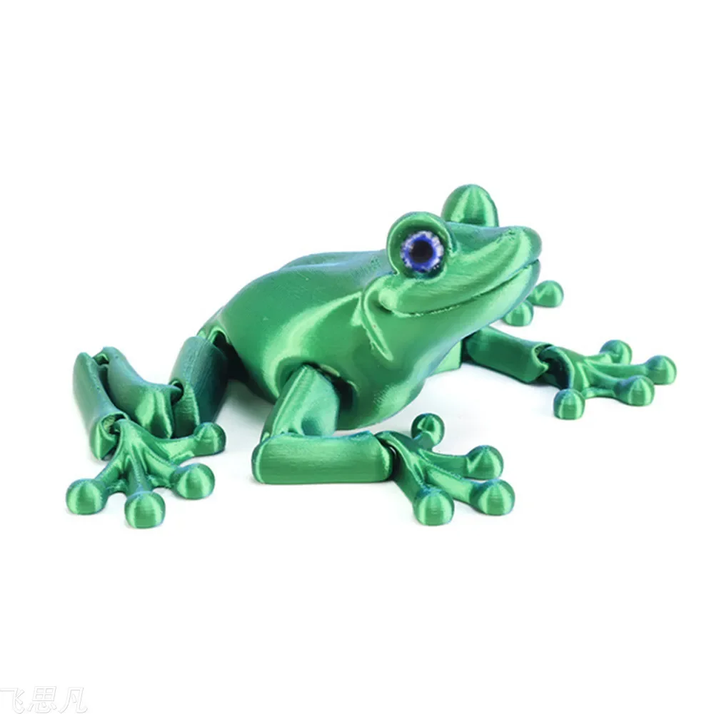 3D Printed Model Toys Frog Multi-jointed Movable, Sparkling Simulated Eyes for Room Decoration Accessories