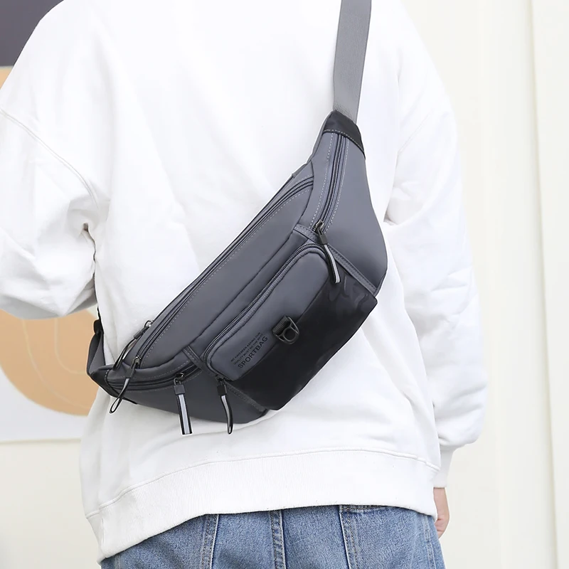 

2023 Fashion Trend Crossbody Leisure Men Small Shoulder Multi-function Casual Oxford Cloth Chest Bags With Big Pockets For Work