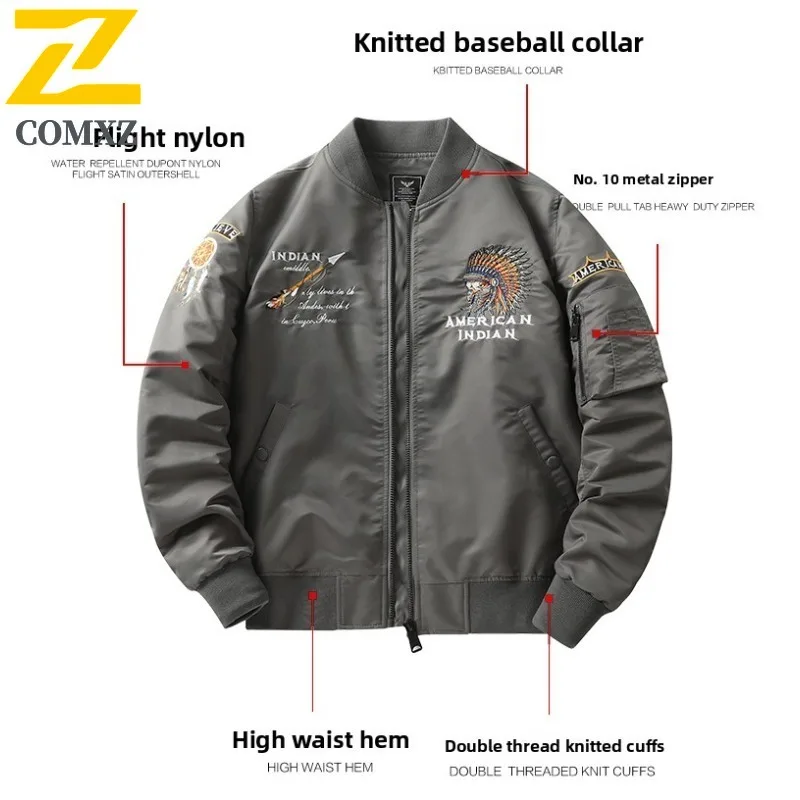 COMXZ Männer Taktische Stehkragen Jacke Amerikanischen Stil Baseball Bestickt Militärische Arbeitskleidung Frühling Herbst Outdoor Arbeit Mantel